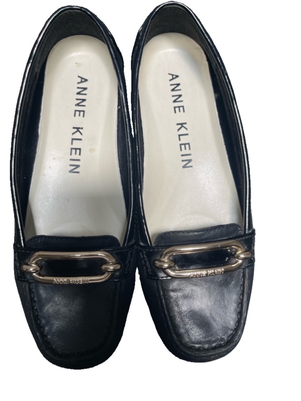 ANNE KLEIN NORIS BLACK LEATHER LOAFERS SIZE 7